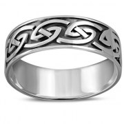 Celtic Knot Mens Sterling Silver Band Ring, rp607